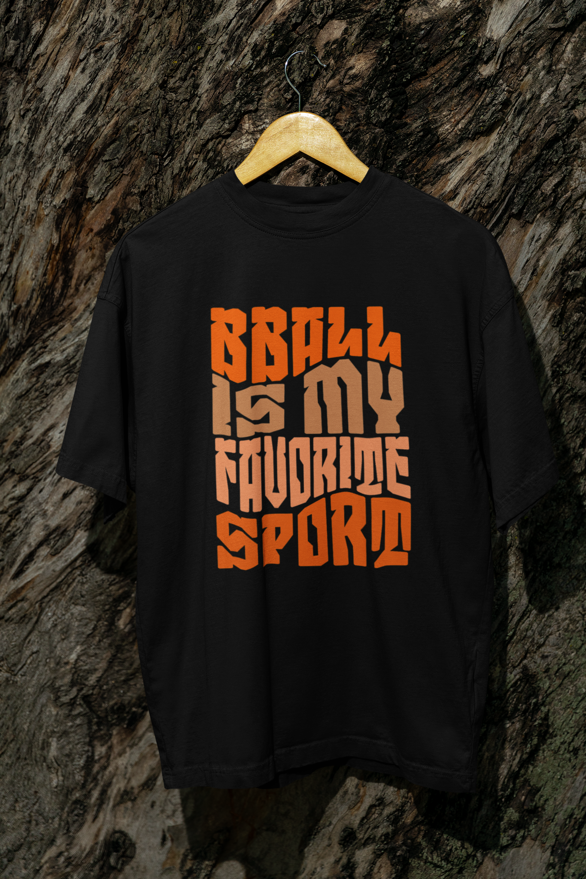 BBall is my Favorite Oversized Basketball T-Shirt mockup schwarz 100% Baumwolle
