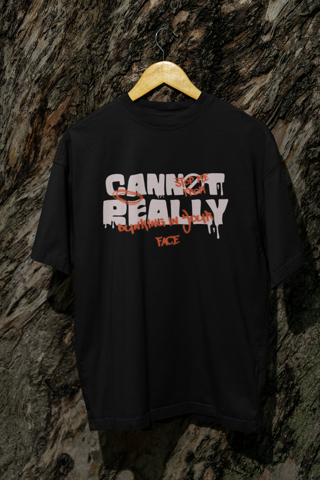 You Cannot Oversized Basketball T-Shirt mockup hängt Schwarz 100% Premium Baumwolle