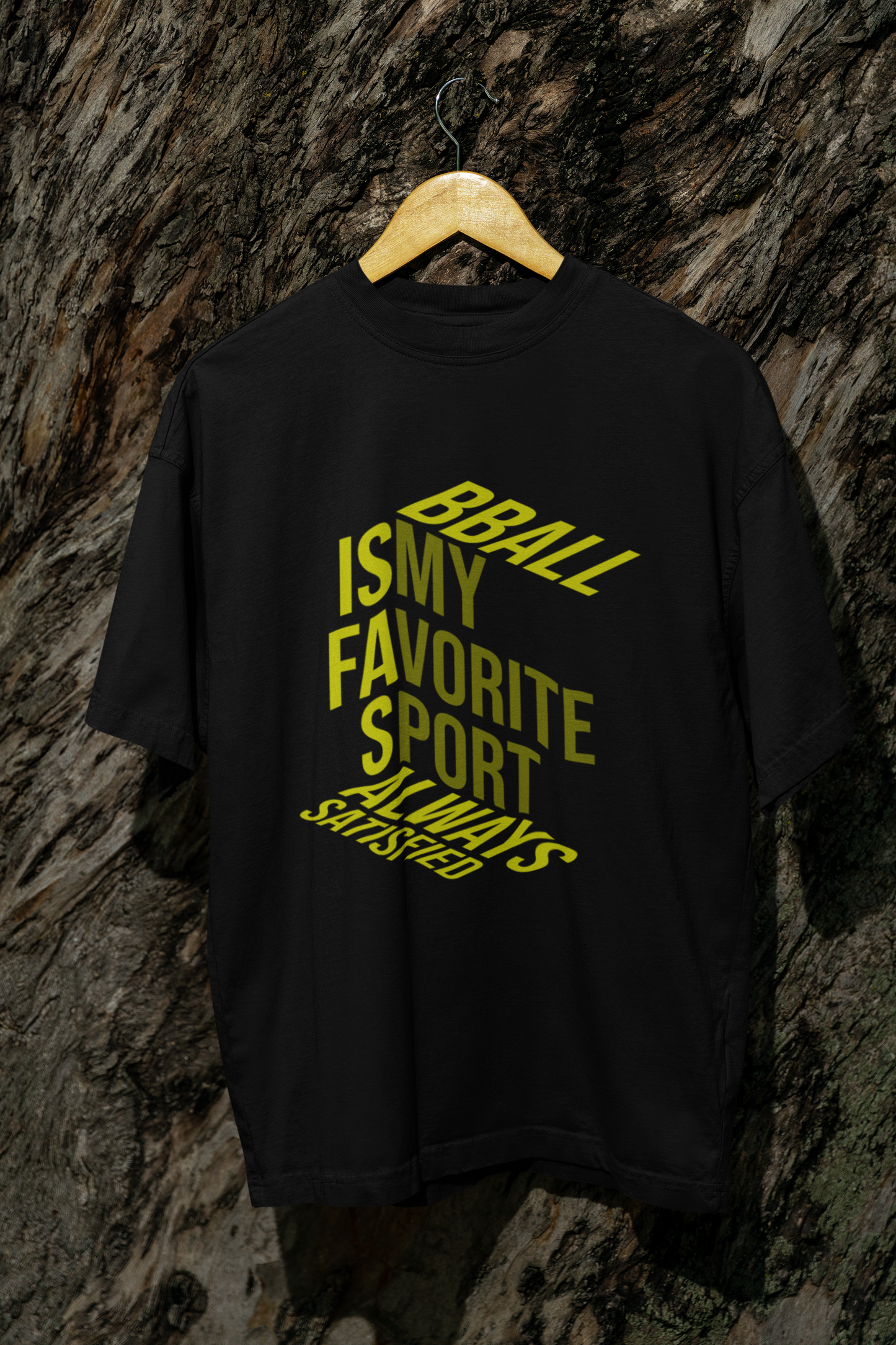 Oversized Basketball T-Shirt Schwarz BBall is my Favorite mockup 100% Premium Baumwolle Humor